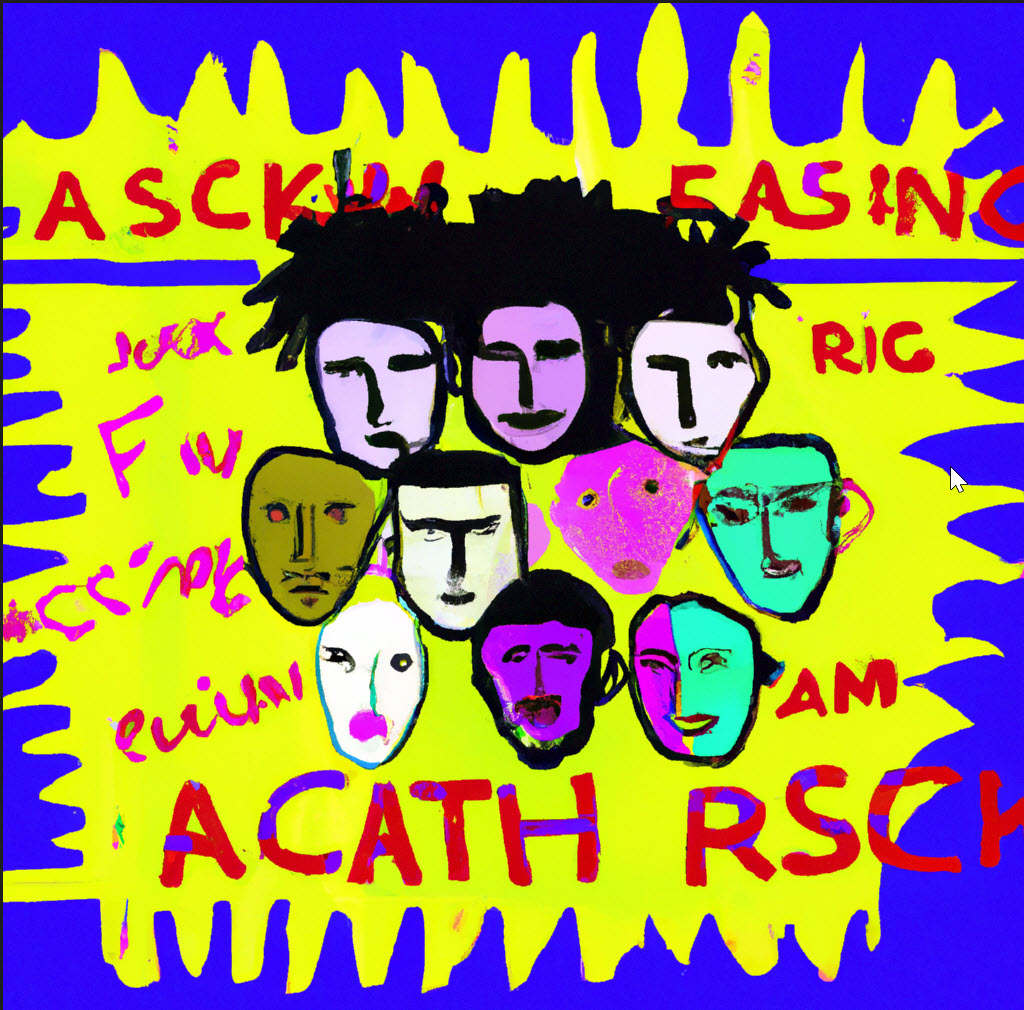 image of the anti racism learning technology group in the style of Jean-Michel Basquiat